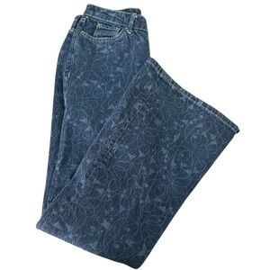 BDG Low Rise Flare Jeans Women 24(26) Blue Swirl Pattern Dark Wash Denim Pants